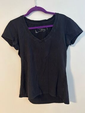 Digital Clothing Faded Black Short Sleeve V-neck T-Shirt Y2k Hippie Retro Large